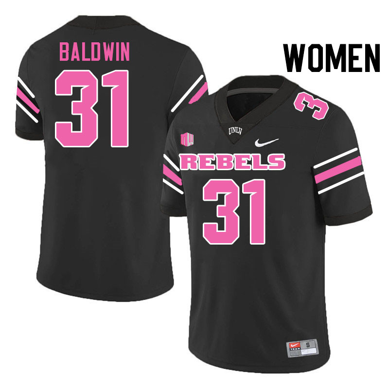 Women #31 Jalen Baldwin UNLV Rebels College Football Jerseys Stitched-Black